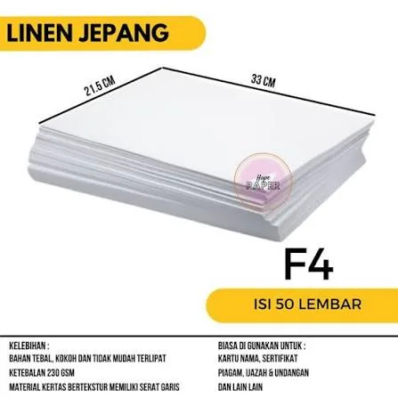Foto produk Kertas Linen Putih Tebal F4