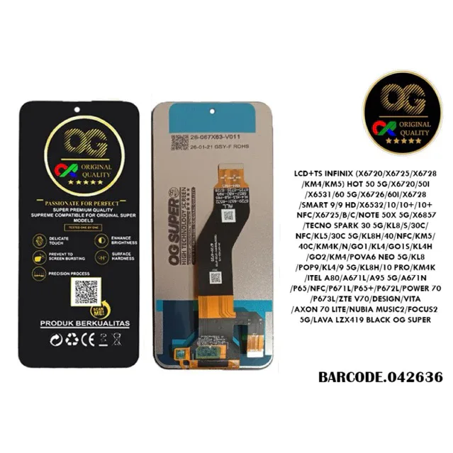 Foto produk LCD INFINIX SMART 9 X6532 / HOT 50 5G / HOT 50I / SMART 9 HOT 60 / HOT 10 / HOT 10+ / NOTE 50X / TECNO SPARK 30 / POVA 6 NEO /